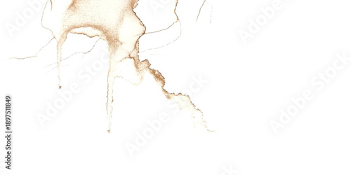 Abstract brown watercolor drips and stains creating organic patterns on a clean white background