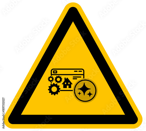 Vector de interfaz web inteligente para domótica y hogar conectado con iconos de engranajes y símbolo de tecnología de inteligencia artificial para control remoto residencial