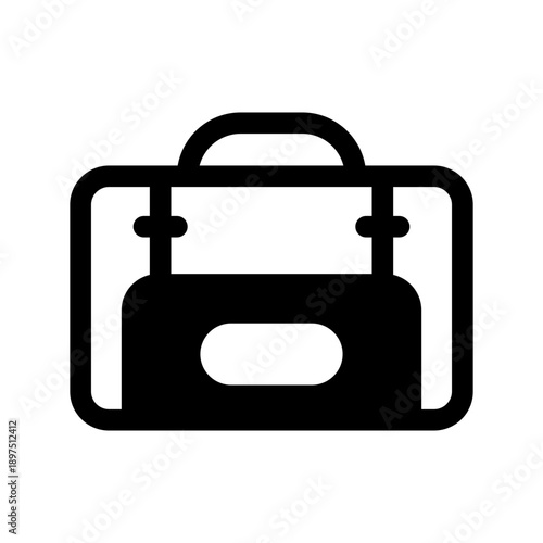 Briefcase solid line icon illustration by big data systems