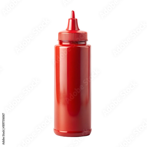 Ketchup Bottle, Red plastic squeeze dispenser for condiments
