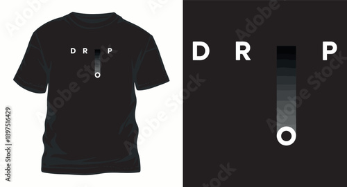 Black t-shirt with the word drop and a graphic that looks like a gear shift lever