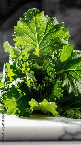 Steaming Fresh Vibrant Green Leafy Vegetables On Marble For Wholesome Culinary Creations