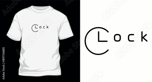 Clock word art creative typography design for minimalist t-shirt graphic