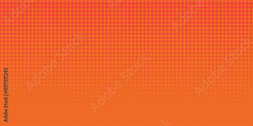Dots halftone orange color pattern gradient texture with technology digital background. Dots pop art comics with summer background. modern orange dotted