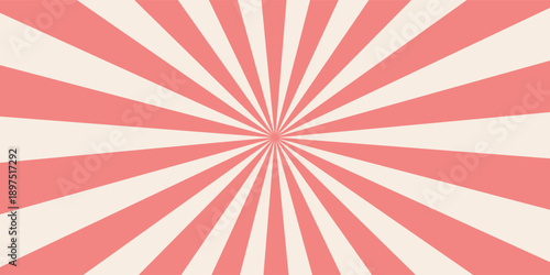 Retro background with rays or stripes in the center. Sunburst or solar burst retro background. Starburst abstract background. Vector illustration