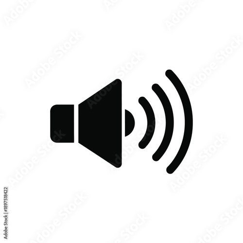 Black speaker icon with sound waves