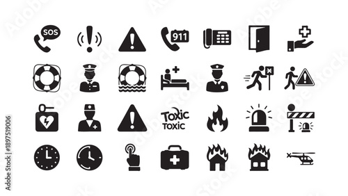 Flat Design Vector Illustration of Modern Workplace Icons and Office Symbols Set