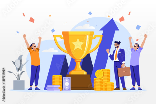 Business Growth and Entrepreneurial Success Celebration Vector