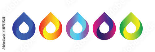 Abstract colorful gradient water drop logo design concept with five variations Vector