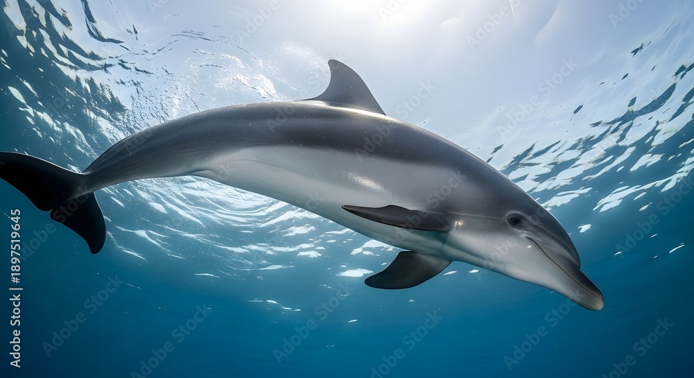 Obraz premium Dolphin swimming underwater in ocean water mammal marine animal