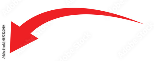 Long red curved arrow icon. Red curved arrow icon. Long arrow icon. Curved arrow on white background. Vector illustration. EPS 10