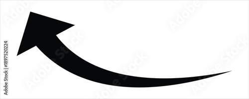 Black Curved Upward Arrow Illustrating Growth and Progress. Arrow indicating a forward direction or sharing action on a white background. Vector illustration.