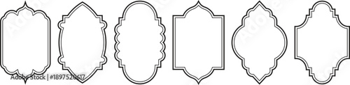 Islamic Arched Frame Set, Arabic Ornate Borders for Ramadan Design