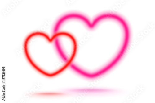 Vector icon of a pink and red blurred hearts. Vector illustration of a red and pink hearts.