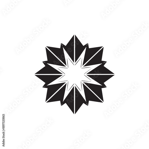 Geometric star shape with sharp pointed edges isolated on transparent background