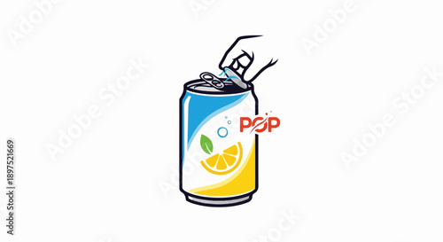 Hand opening a can of citrus flavored soda