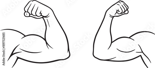 Strong Flexing Arms Muscle Icon Vector for Fitness Logo, Gym Branding, Workout App & Sports Design