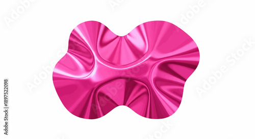 A vibrant, amorphous blob of pink, with swirling, reflective textures like polished metal or liquid