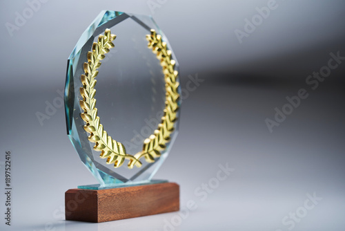 crystal trophy on white background