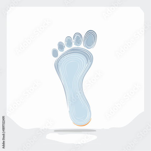 Detailed Blue Human Footprint Symbol, representing Ecology and Personal Journey, on Isolated White Background.