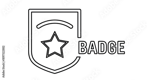 Simple line art illustration of a shield with a star and arched top