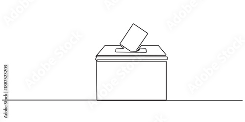 inserting voting paper in the ballot box animation continuous one line drawing, the ballot box for General Regional or Presidential Election. Voting concept. presidential election, regional head pro.