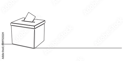 inserting voting paper in the ballot box animation continuous one line drawing, the ballot box for General Regional or Presidential Election. Voting concept. presidential election, regional head pro.