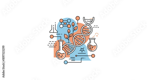 Scientific Research and Laboratory Equipment Illustration.