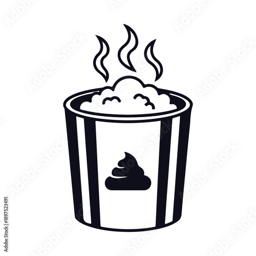 Funny Poop Bucket Icon Vector Graphic Waste Management Humor Symbol
