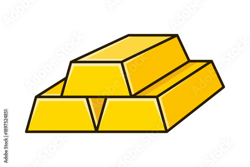 Gold bars icon vector illustration. Stacked of gold bullion