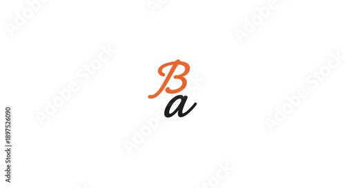This elegant minimalist logo features the letters "B" and "a" in a sophisticated, flowing script font. The uppercase "B" is rendered in a vibrant orange, while the lowercase "a" is in classic black.
