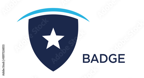 A navy blue shield icon with a white star accompanied by the word badge