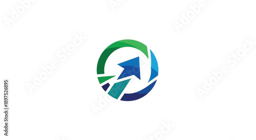 A modern abstract vector logo featuring an upward-pointing arrow enclosed within a dynamic circular frame in vibrant green, teal, and navy blue. This professional graphic symbolizes growth, success. Free Download A modern abstract vector logo featuring an upward-pointing arrow enclosed within a dynamic circular frame in vibrant green, teal, and navy blue. This professional graphic symbolizes growth, success. - GFXLoad