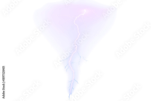 Foto A bright lightning bolt illuminates the dark night sky with electricity transpar