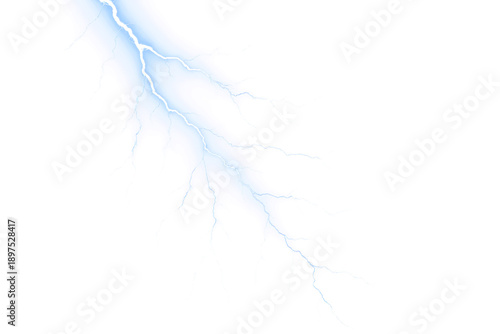 Schilderij op canvas A bright lightning bolt illuminates the dark night sky with electrical energy tr