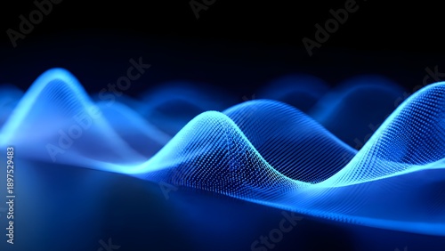 Futuristic 3D Curve Graphs on Frosted Glass Background with Copy Space