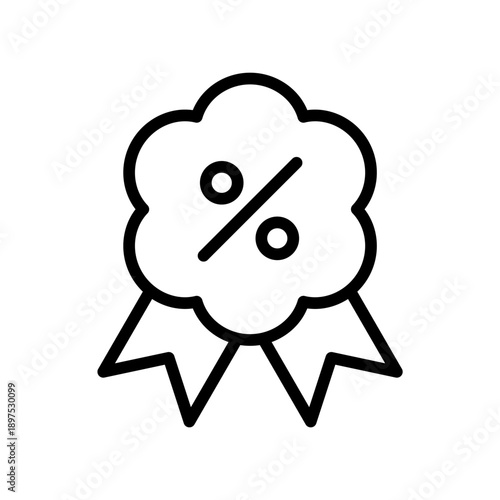 Black line icon discount badge. Minimalist Marketing outline symbol design.