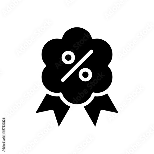 Black solid icon discount badge. Minimalist Marketing glyph symbol design.
