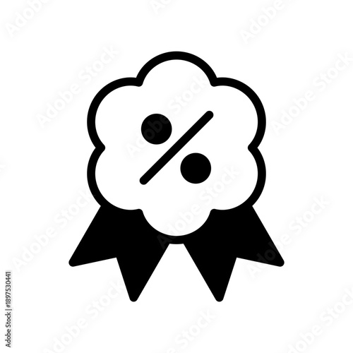 Black icon discount badge. Minimalist Marketing semi solid symbol design.