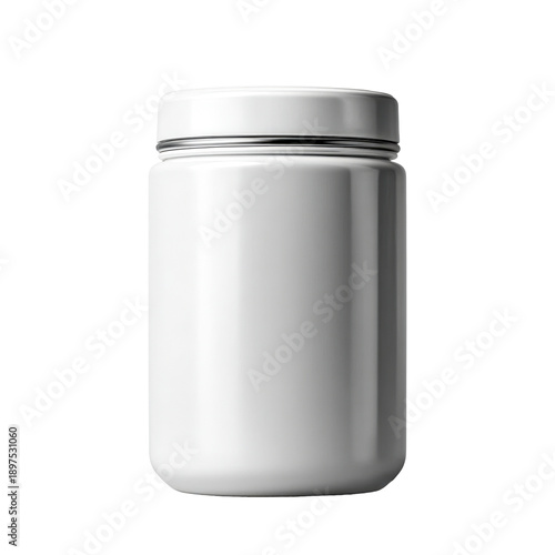 Wallpaper Mural Silver metallic storage jar with screw lid isolated on transparent background, 3D render of container for powder or dry goods Torontodigital.ca