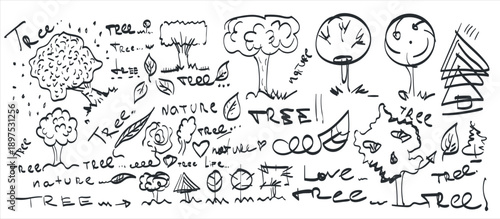 Hand-Drawn Tree and Nature Doodles