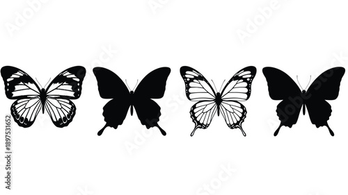 Four black face masks depicted in a stark graphic silhouette