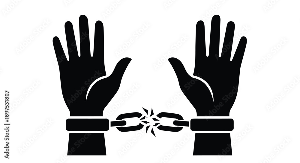 Φωτογραφία Hands with outstretched palms bound by chains symbolizing restriction and captiv