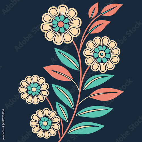 A sophisticated stylized floral illustration presented against a clean background, adding organic elegance to designs.