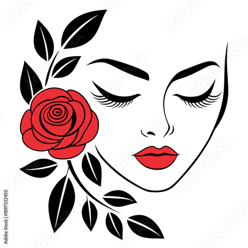 Artistic stylized illustration of a woman's face, featuring clean lines and a modern aesthetic for sophisticated visuals.