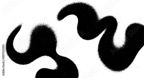 Abstract Black Ink Splatter Shapes on White Background.