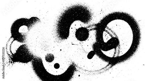 Abstract Black Spray Paint Splatter Art.