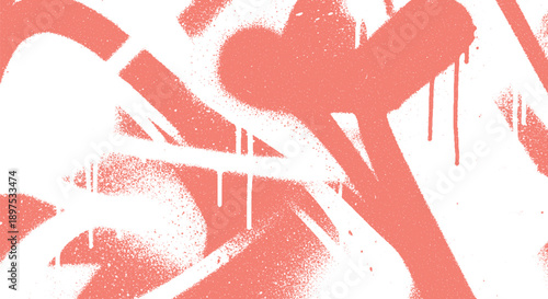 Abstract Coral and White Graffiti Art Pattern.