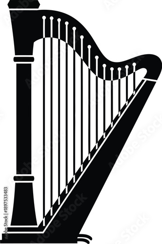 Stringed harp musical instrument. 