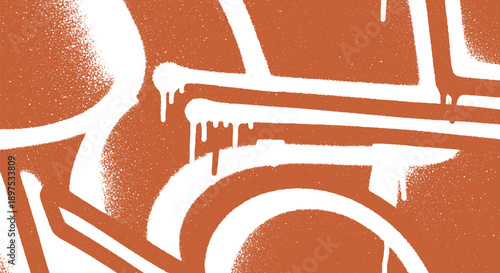 Graffiti Art White Lines on Orange Background.